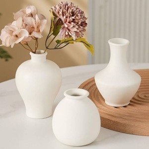 Daittin 3-Piece Ceramic Bud Vases Set - Small White Matte Vases for Dried Flowers, Decorative Mini Vases for Home Decor, Tabletop, Shelf, Office & Bedroom, Ideal for Housewarmings & Gift-Giving