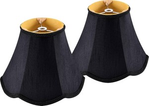 $34 GO&SO Mini Small Scalloped Black Lamp Shades Set of 2,4 8 6.4 Bell Shade  0.41 Spider Fitter, Boho Lampshades for Table Lamps & Night Lamp,Polyester Silk for Bedroom,Clip-on Adapter NOT included