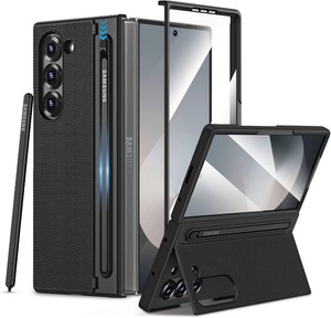 Maxdara for Samsung Galaxy Z Fold 6 Case with Pen Holder, Black  with Hidden Foldable Kickstand and Built-in Screen Protector, Slim Shockproof Phone Cover