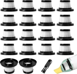 18 Pcs HEPA Vacuum Filters Compatible with Compact Cordless Vacuum Cleaner  Washable Reusable Filters, with Cleaning Brush (Black), Premium Materials