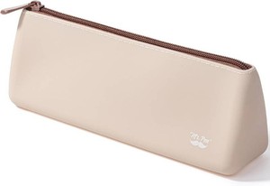 Mr. Pen- Silicone Pencil Case Pouch, Warm Beige  Aesthetic Triangular Design, Multipurpose, Aesthetic Pencil Case Small, Silicone Makeup Bag