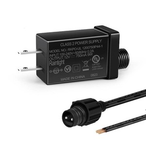 12V 9W 0.75A Class 2 Power Supply, AC to DC Low Voltage Transformer, IP44 Inflatable Power Adapter for LED Strip Lights, Christmas Decor Light, IndoorOutdoor Use, UL Listed