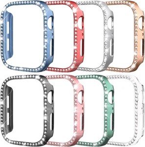 8 Pack Case for Apple Watch Series 1110 42mm, Glitter Diamond Glossy Bumper, Bling Rhinestone Hard PC Protective Cover for Women Girl Compatible with iWatch S1110 42mm Accessories