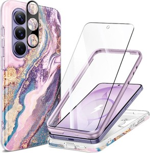GVIEWIN for Samsung Galaxy S26 Case, Compatible with MagSafe Screen & Camera Lens Cover, Marble Slim Shockproof Military-Grade Protection Women Phone Case for S26 6.3 (Dreamland RiverPurple)