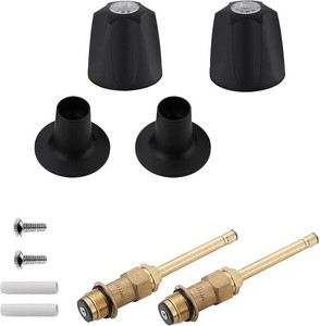 $33 Bathtub Shower Handle RemodelRebuild Trim Kit, Shower Knobs 2 Piece Compatible with Price Pfister Verve Faucets, Includes 12H-2H, 12H-2C Stems and Flange Base and 2 Stems (Matte Black)