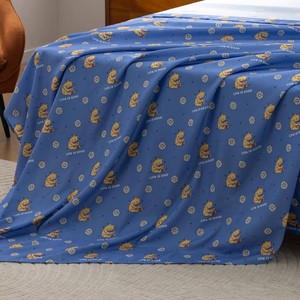Berkshire LIG  Twin Flat Sheet (Only), Brushed Microfiber Sheet with Cute Cartoon Characters, Soft, Breathable, Easy-Care Bedding for LIG Fans, Spring Hunny Small Cornflower Blue