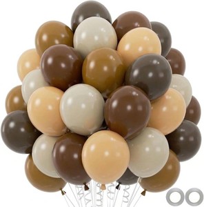 100pcs Brown Balloons Set - 12 Inch Dark Brown, Coffee, Sand White & Neutral Balloons for Boho, Safari, Cowboy, Bridal Baby Shower, Graduation Party Decoration (with 2 Ribbons)