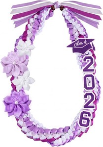 Lyrow 50 2026 Graduation Lei Double Braided Strands Graduation Ribbon Leis with 4 Satin Flowers Congrats Graduates Money Leis Class of 2026 Gift for Men Women