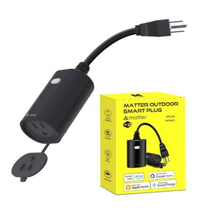 Matter Outdoor Smart Plug WiFi Heavy Duty Plug-in Outlet IP65 Waterproof, Compatible with Alexa Apple Home SmartThings Google Home, Smart Life, Remote Control, 15Amp Black (MP22M)