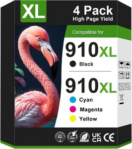 $50 910XL Ink Cartridges for HP Printers Compatible for HP 910XL Ink Cartridges Combo Pack Works with HP OfficeJet Pro 8010 8015 8020 8022 8025 8028 8035 (910 Ink, Black Cyan Magenta Yellow)