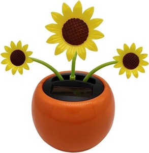 Orange Solar Powered Dancing Flower, Decoration Gift, Swinging Dancer, No Battery Required, Car Decor, SunflowerHoliday Car Dashboard Office Home Desk Decor