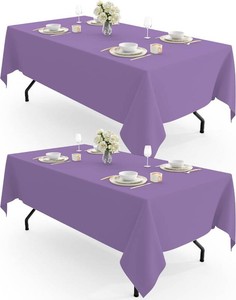 Pureegg Polyester Tablecloth 60 x 102 Reusable Washable 2 Pack Lavender  Durable, Rectangle, for Outdoor Party, Picnic, Wedding, Banquet, Birthday