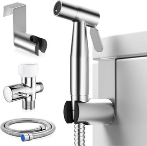 Handheld Bidet Sprayer for Toilet, Adjustable Pressure, Jet Spray  Leak-Free Hose, Tank or Wall Mount, Feminine Wash, Cloth Diaper Sprayer, Stainless Steel Body, Nozzle, Soft Silicone Nozzle