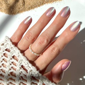 Glamnetic Press On Nails - Short Oval, Velvet Fake Nails 30 Pc Full Kit  Pearlescent purple press on nails, 15 sizes. Full kit with glue. Waterproof glue-on set, chip-resistant, up to 2 weeks wear