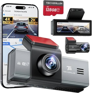 $150 4K Dash Cam Front and Rear with ADAS Assist, Free 128GB Card Included, Built-in GPS & 5G WiFi, G-Sensor, Dash Camera with No-Light Night Vision,170 150  Wide View, 24H Parking Mode