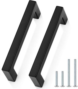 Probrico 5 Pack 4 Inch (102mm) Hole Center Cabinet Handles Stainless Steel Kitchen Drawer Pulls Square Bar Cabinet Hardware for Kitchen Bathroom Cupboard