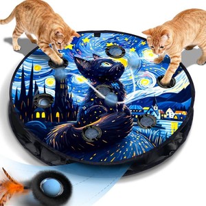 $25 Interactive Cat Toy for Indoor Cats, Motion Activated Ball &7-Hole Maze Mat  Hide and Seek Exercise Game for Indoor Cats, Automatic Moving Cat Ball in Pouch, Rechargeable Kitten Toys (Starry Night)