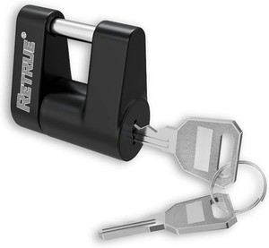 Trailer Tongue Hitch Coupler Lock, 14in Dia, 34in Span, Black  Heavy-Duty Security, Cut-Resistant, Weather Resistant, Anti-Theft Latch Lock, Tow Boat RV Truck Cars Coupler