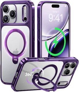 $47 CASEKOO Purple for iPhone 17 Pro Max Case with 360 Spin Magnetic Stand  Fit for MagSafe, 17FT Military Protection, Slim Polished Frame Titanium Alloy Sturdy Stand 6.9, Glossy Purple
