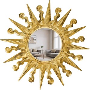 $36 Golden Sun Wall Mirror Decorative 24 inch Metal Frame Mirror Sunburst Boho Mirror for Entryway Bedroom Living Room Bathroom House Warming Gifts New Home Essential