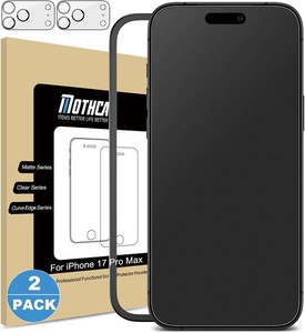 Mothca 2 Pack Matte Glass Screen Protector for iPhone 17 Pro Max6.9 inch  2 Pack Camera Lens Protector, Anti-Glare & Anti-Fingerprint (Not Privacy Film) Tempered Glass, Bubble Free, Smooth as Silk
