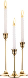 Candlestick Holders Taper Candle Holders, Set of 3 Candle Stick Holders Set, Brass Gold Candlestick Holder Set