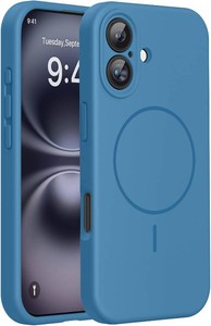 $21 miracase Compatible with iPhone 16 Case, Soft Anti-Scratch Microfiber Lining, Compatible with MagSafe, Liquid Silicone Case Shockproof Drop Protection Phone Case for 16,Capri Blue