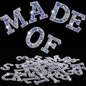 WILLBOND 37 Pcs Large Glitter Letter Sticker,1.97 Inch,Blue, White