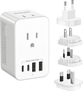 $32 Voltage Converter US to Europe for Hair Dryers, 220V to 110V Voltage Converter for European Travel with 2 USB-A 2 USB-C Port & UKAUUSITEuropean Travel Plug Adapters