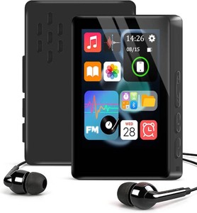$30 Portable MP3 Player with Speaker, Mini Bluetooth 5.2 MP3 Player with Headphone Jack,Independent Volume Control, FM Radio,Voice Recorder Expandable 512GB(Black)