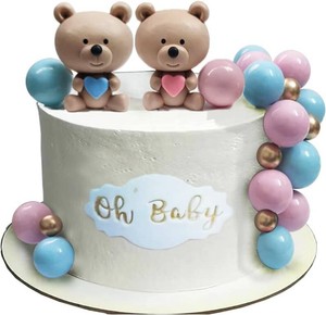 Baby Bear Cake Topper Pink and Blue for Baby Shower Cake Decoration