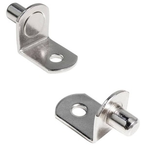 14 Inch (6.35mm) Shelf Pins L-Shaped Metal Support Pegs  Bracket-Style Clips, for Bookshelf Kitchen Cabinet Cupboard Shelves Holders, 20 PCS, Nickel Plated Silver