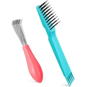 Boao 2 Pcs Hair Brush Cleaning Tool Set,2-in-1 Double Headed Hair Brush Comb,Metal Toothed Cleaner Dirt Remover, Portable Hairbrush Cleaner Tool for Removing Dust Home Salon Use(Pink and Green)