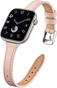 STIROLL Slim Leather Bands Compatible with Apple Watch Band 38mm 40mm 41mm 42mm 44mm 45mm 49mm,Top Grain Leather Watch Thin Wristband for iWatch Ultra SE Series 87654321 42mm(Series 11 10)