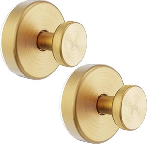 Vacuum Suction Cup Hooks for Shower, Shower Hooks for Inside Shower Glass Window, Mirror, No Drill Towel Hooks for Bathrooms, Bath Robe Coat Looafh Wreath Hook for Hanging - 2 Pack, Gold
