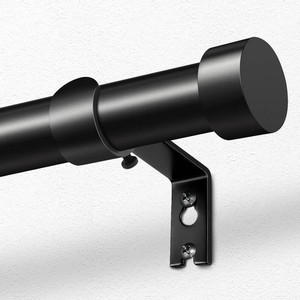 $22 KAMANINA Black Curtain Rod 32 to 144 Inch, Heavy Duty Window Treatment Rods  1 Inch Adjustable Drapery Rods, Extra Long, for Bedroom Living Room Kitchen, Modern Design, Easy Installation