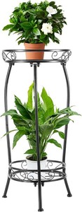 $22 LOYAL TIGER Plant Stand Indoor Outdoor, 2 Tier 27 Inch Tall Metal  Heavy Duty Plant Rack, Rustproof Metal, Stable 3-Leg Base, Holds up to 100 lb, Flower Pot Holder