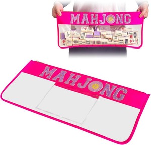 Mahjong Tile Bag   Empty Mahjong Tiles Bag with Zipper, Travel Carrying Bag for Mahjong Tiles & Accessories Pink