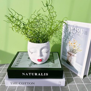 Face Planter Pot,Red Lip,Cute Resin Flower Head Planters,Small,White,1P