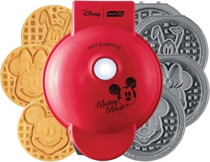 $29 Disney  Dash Mickey MultiMaker Mini Waffle Maker, Ceramic Nonstick, Red  Disney Mickey & Friends Waffles Kids Love Removable Plates Make Mickey, Minnie, Pluto, and Classic Mini Waffles