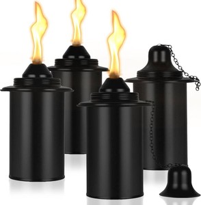 12oz Torch Replacement Canisters, Torch Refillable Canisters Bamboo Torch Fuel Can, Citronella Tabletop Torches Canister Outdoor for Patio Garden Decor, 4 Pack
