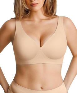 Popilush Wireless Bras for Women No Underwire Seamless Bra  Soft Breathable Fabric, Semi-Fixed Pads for Easy Care, T-Shirt Friendly, Travel and Everyday Comfort Womens Size XXL