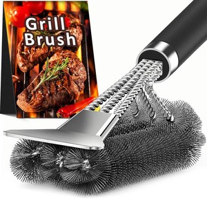 TNTOR Grill Brush with Scraper, 18 Adjustable Handle BBQ Grill Brush for Outdoor Grill, Extra Strong Grill Cleaner Accessories for GrillSmokerGasCharcoal Grill Cleaning-Grill Gifts for MenDad
