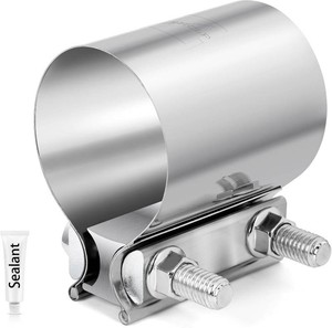2 Pcs 76mm 3 inch Exhaust Clamp Butt Joint 304 Stainless Steel Band Clamp Sleeve Couple Catalytic Converters Muffler (2, 3.0 inch)