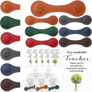 $22 Spakon 30 Sets Thank You Teacher Gifts Magnetic Bookmarks Gifts Leather Bookmarks with Thank You Cards and Organza Bags for Men Women Book Accessories
