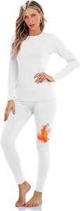 $25 Sampeel Thermal Underwear for Women Long Johns with Fleece Lined Long Sleeve Shirt Legging Lounge Set Cold Weather Top Bottom Womens Size M