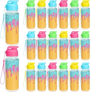 $28 20 Pieces Baseball Ice Cream Drip Water Bottle Bulk 17 oz Sports Reusable Plastic Biking Water Bottle Tumbler Adults Reusable Large Bottles with Leak Proof Flip Top for Party Outdoor Missing 7 Pieces