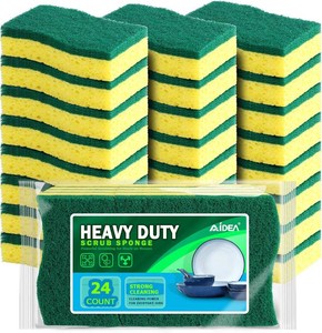 AIDEA Sponges Kitchen, Heavy Duty Scrub Sponge-24Count, Sponges for Dishes  Cellulose Dish Sponge, Scrubbing Power for Tough Messes, Cleaning Sponges for Non-Coated Cookware, Dishes, Pots, Pans
