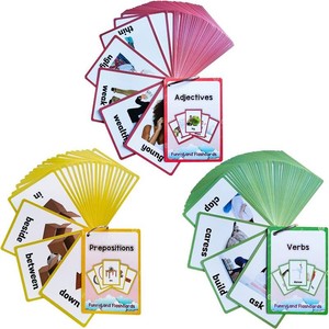 $22 Lilias VerbsAdjectivesPrepositions Flash Cards, English Words Pocket Card for Toddlers, Learning Toys, Supplies for Kindergarten Preschool, 3 Themes Set Missing Yellow Cards