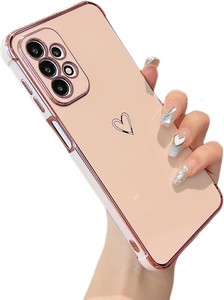 ZTOFERA for Samsung Galaxy A23 4G5G Case with Heart Pattern,Pink  Cute Luxury Plating Edge Design,Camera Lens Protection, Shockproof Protective Phone Case for Women Girls